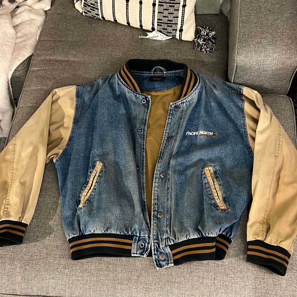 Vintage denim bomber jacket